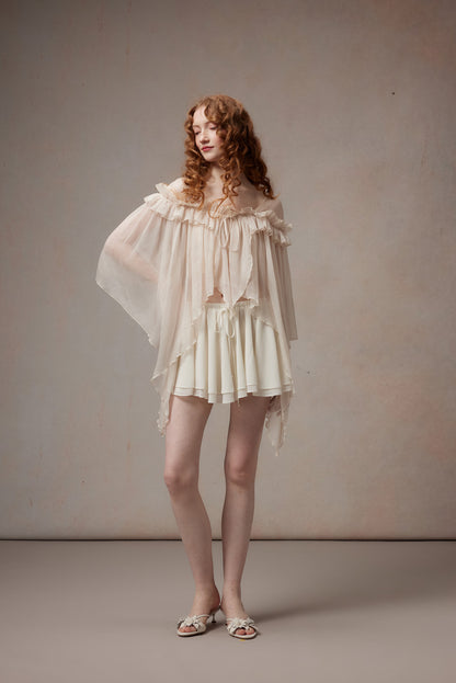 Fa Sogno FSN26PS-SHT-01-WH&amp;FSN26PS-SK-01-WH Beige Feather Dance Set