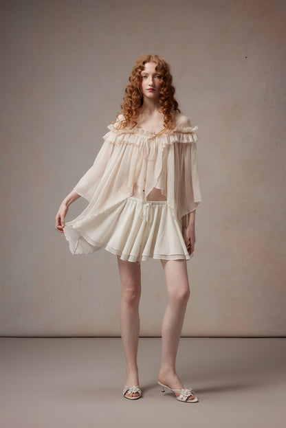 Fa Sogno FSN26PS-SHT-01-WH&amp;FSN26PS-SK-01-WH Beige Feather Dance Set