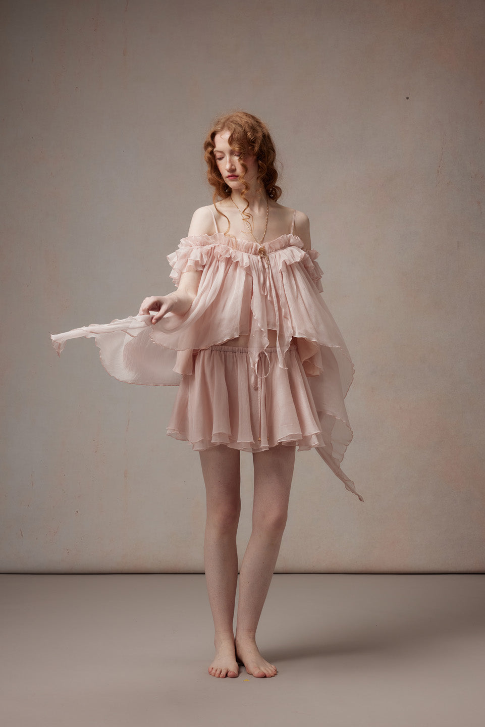 Fa Sogno FSN26PS-SHT-02-PK&amp;FSN26PS-SK-02-PK Pink Feather Dance Set