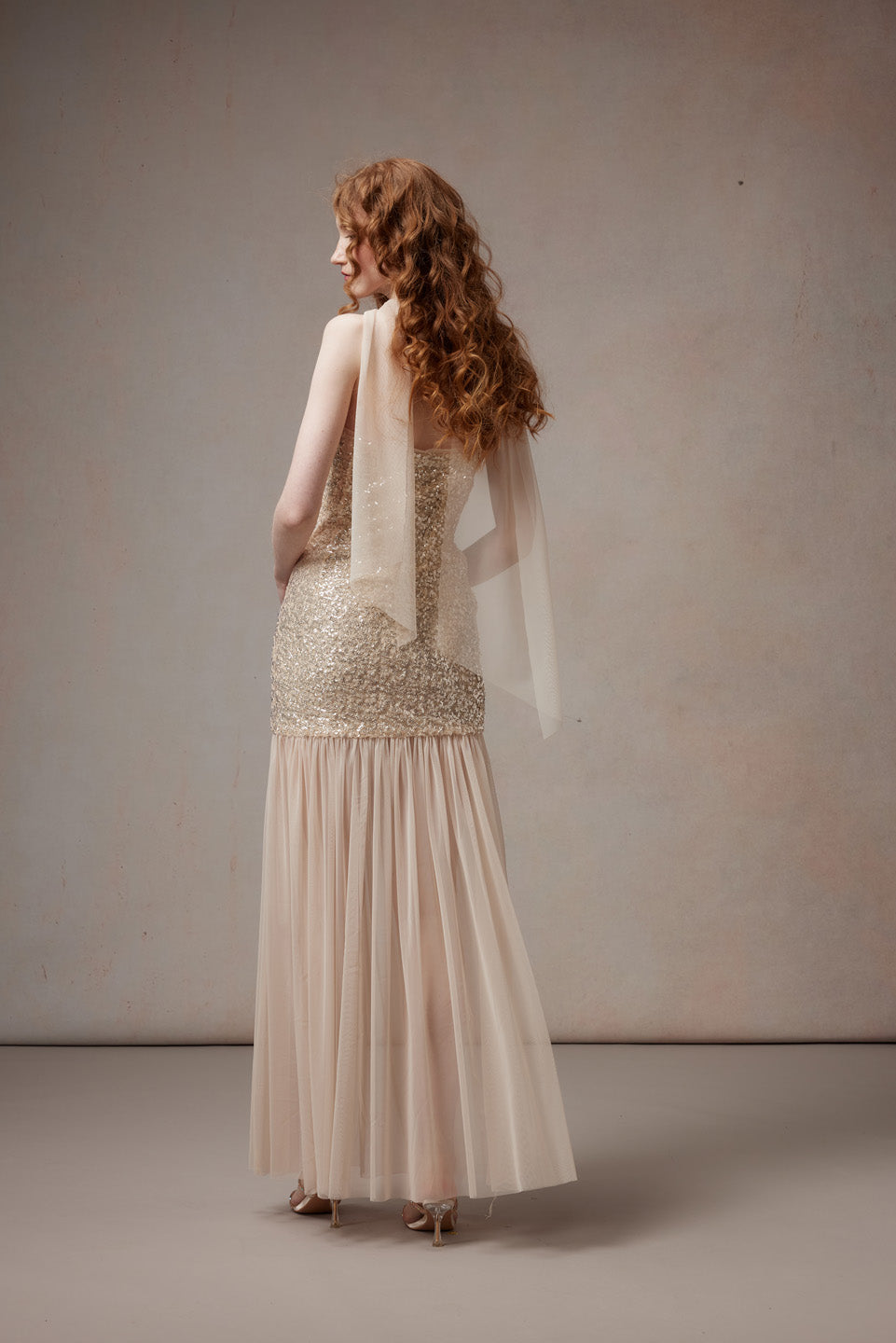 Fa Sogno FSN26PS-DR-03 Sequined chiffon long dress