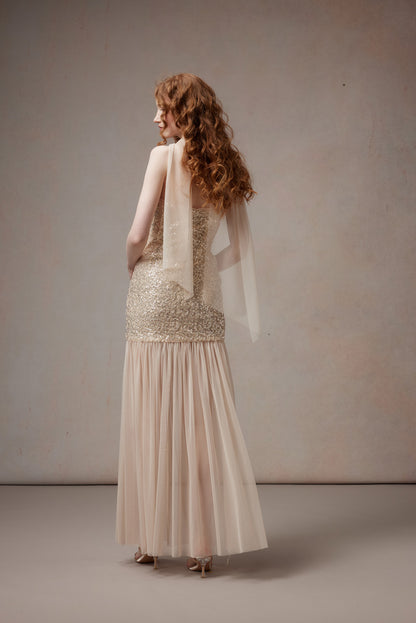 Fa Sogno FSN26PS-DR-03 Sequined chiffon long dress