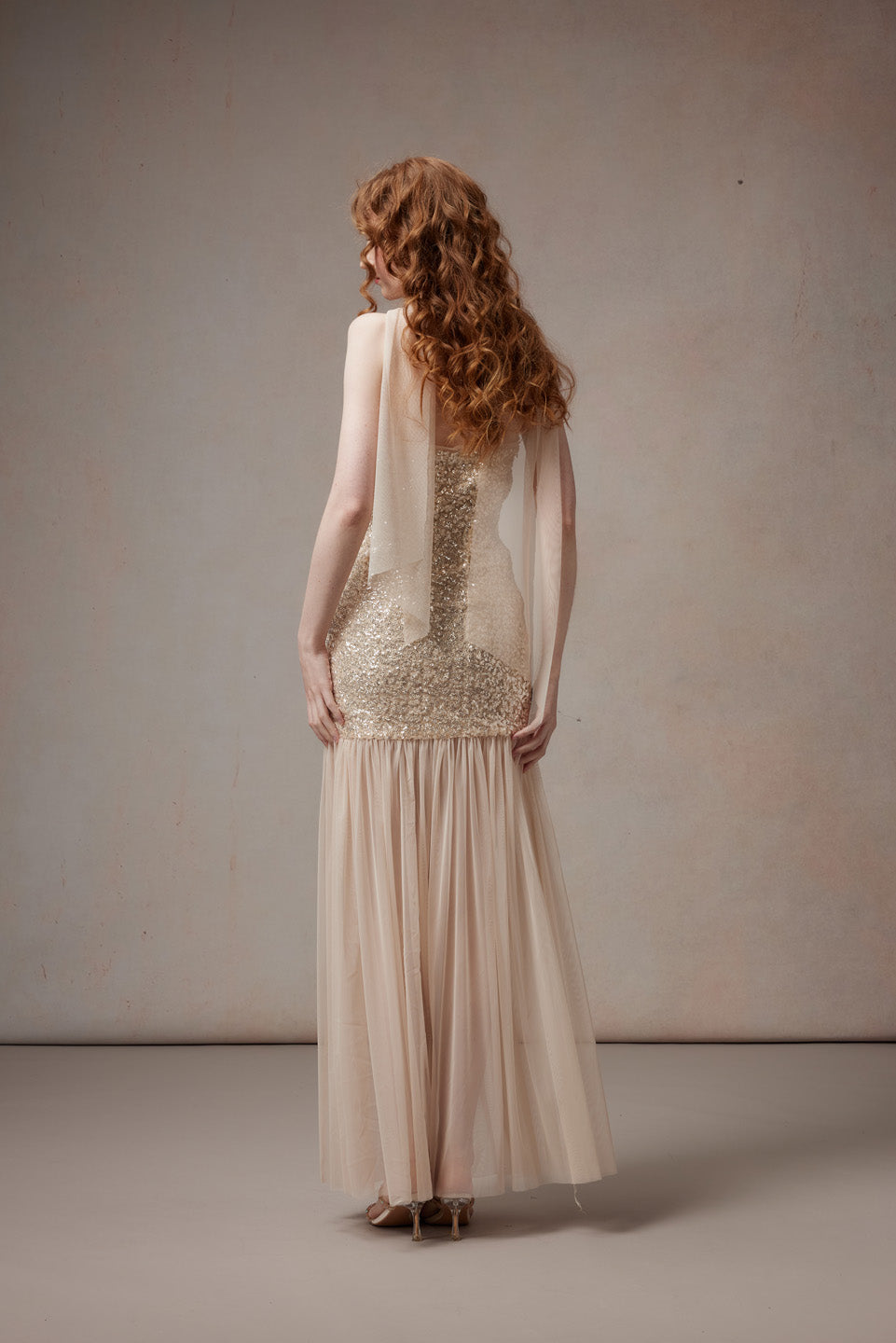 Fa Sogno FSN26PS-DR-03 Sequined chiffon long dress