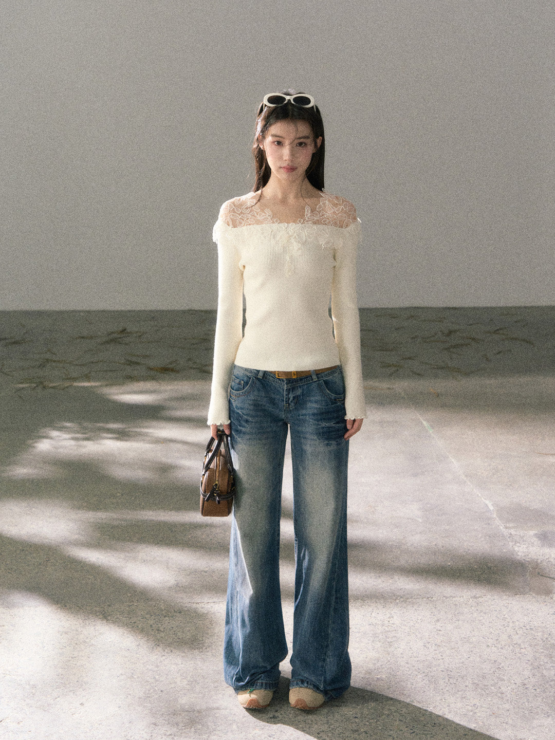 Lafreedom LAF360108 3D lace slim knit top