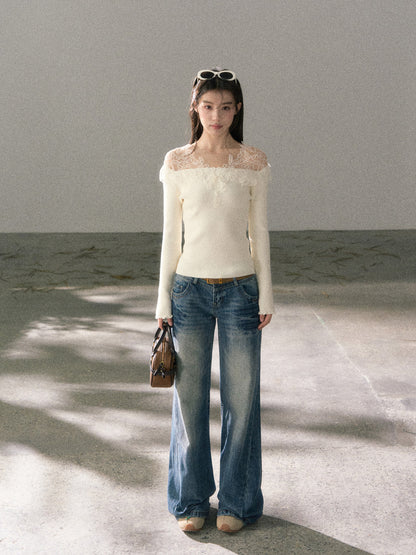 Lafreedom LAF360108 3D lace slim knit top