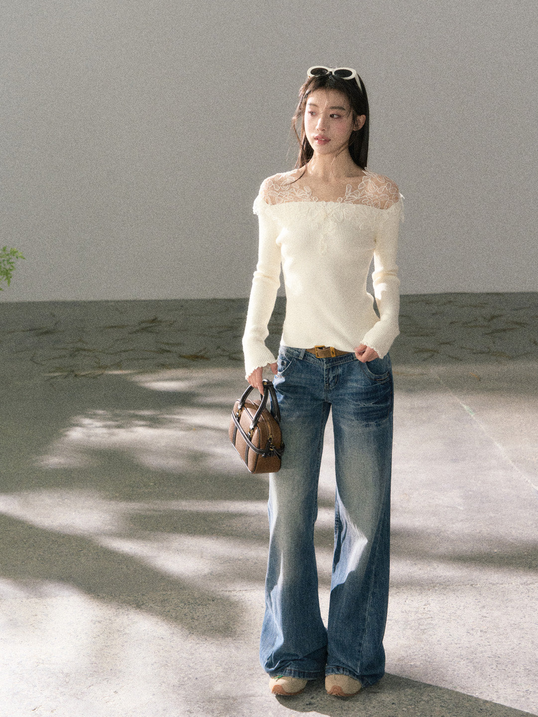 Lafreedom LAF360108 3D lace slim knit top