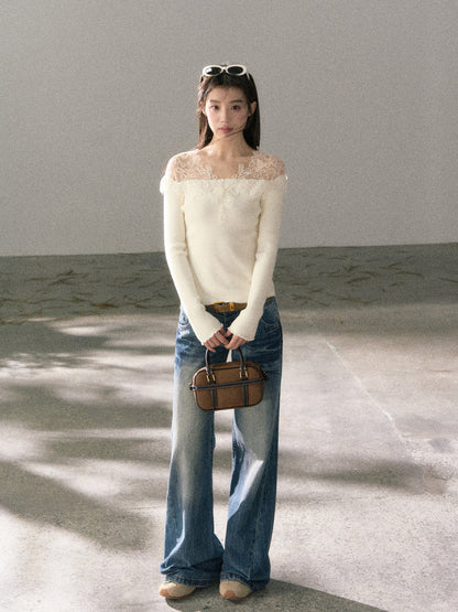 Lafreedom LAF360108 3D lace slim knit top