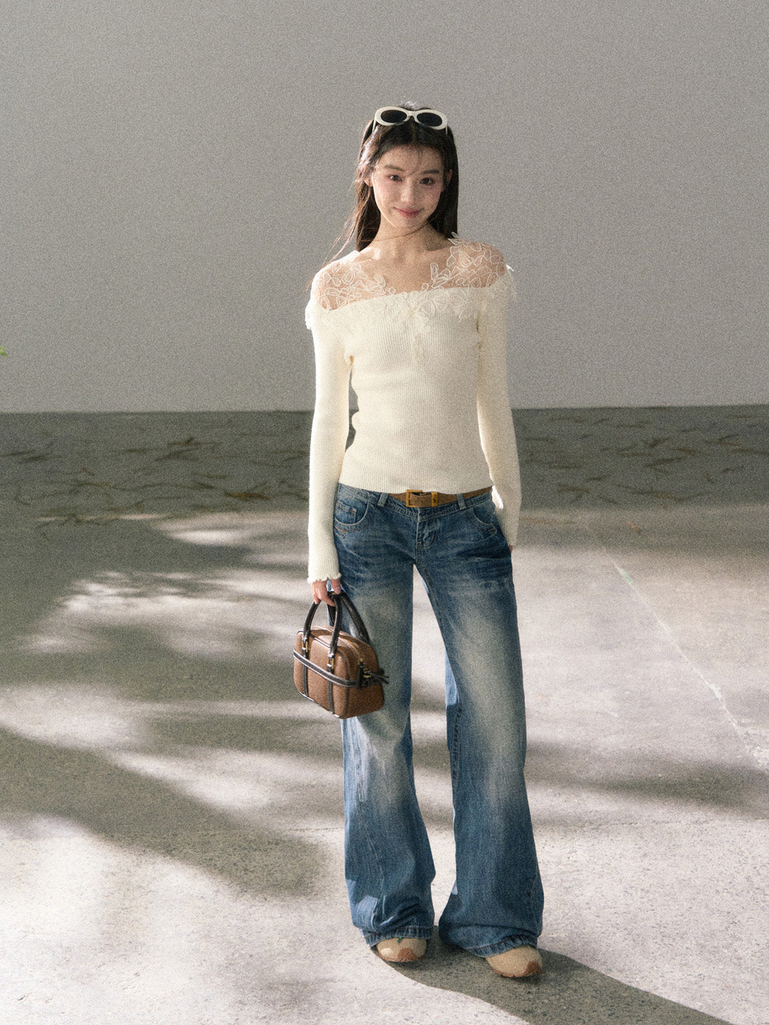 Lafreedom LAF360108 3D lace slim knit top