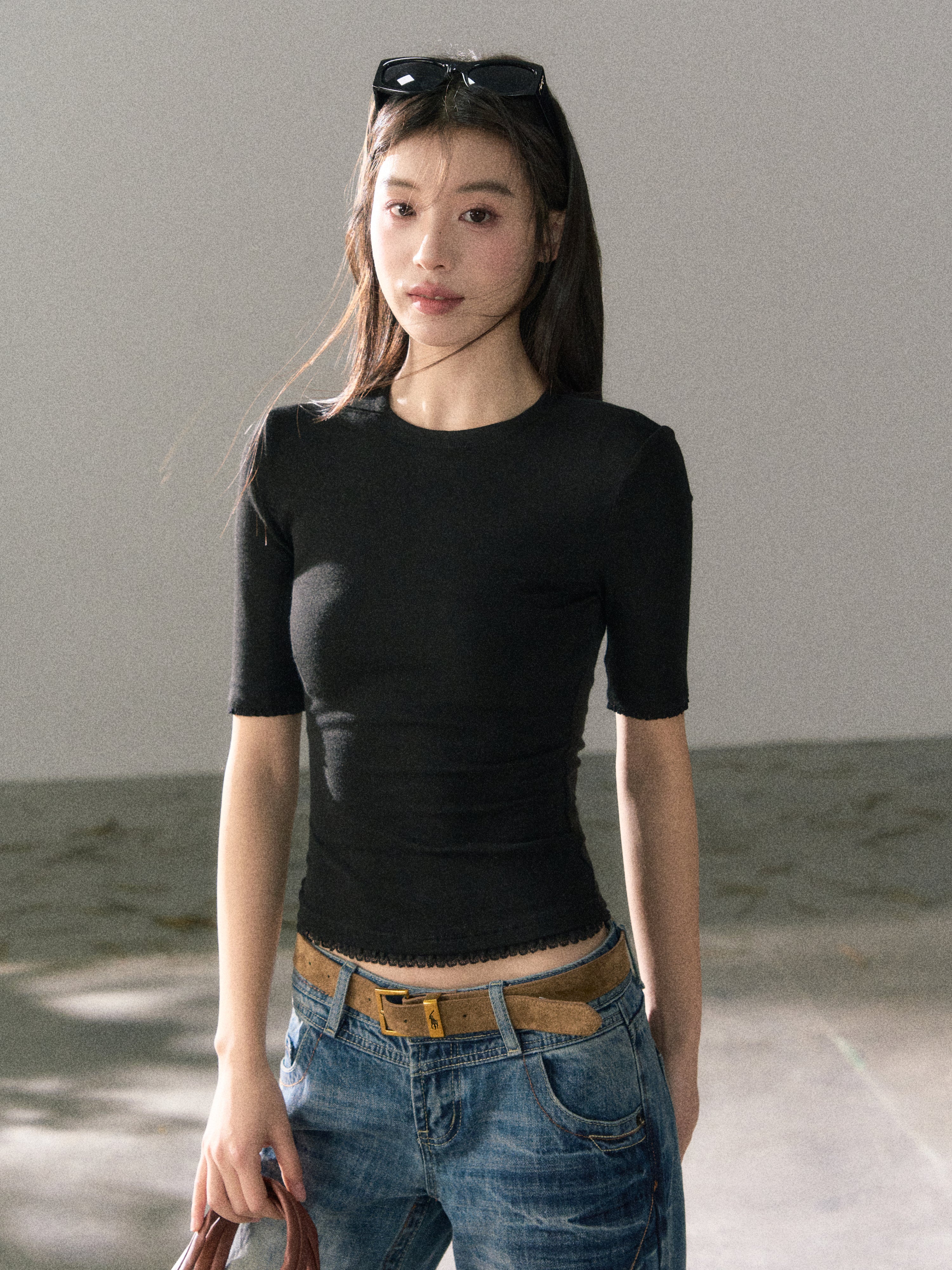 Lafreedom LAF360116 High-collared sheer T-shirt
