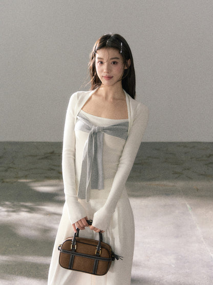 Lafreedom LAF360105 Square neck slimming ribbon knitted top