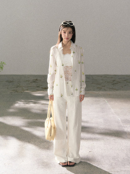 Lafreedom LAF360111 Embroidered vacation style shirt