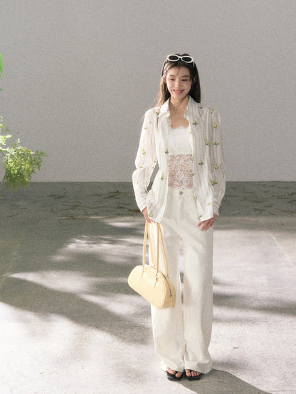 Lafreedom LAF360111 Embroidered vacation style shirt