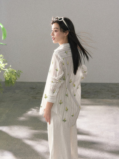 Lafreedom LAF360111 Embroidered vacation style shirt