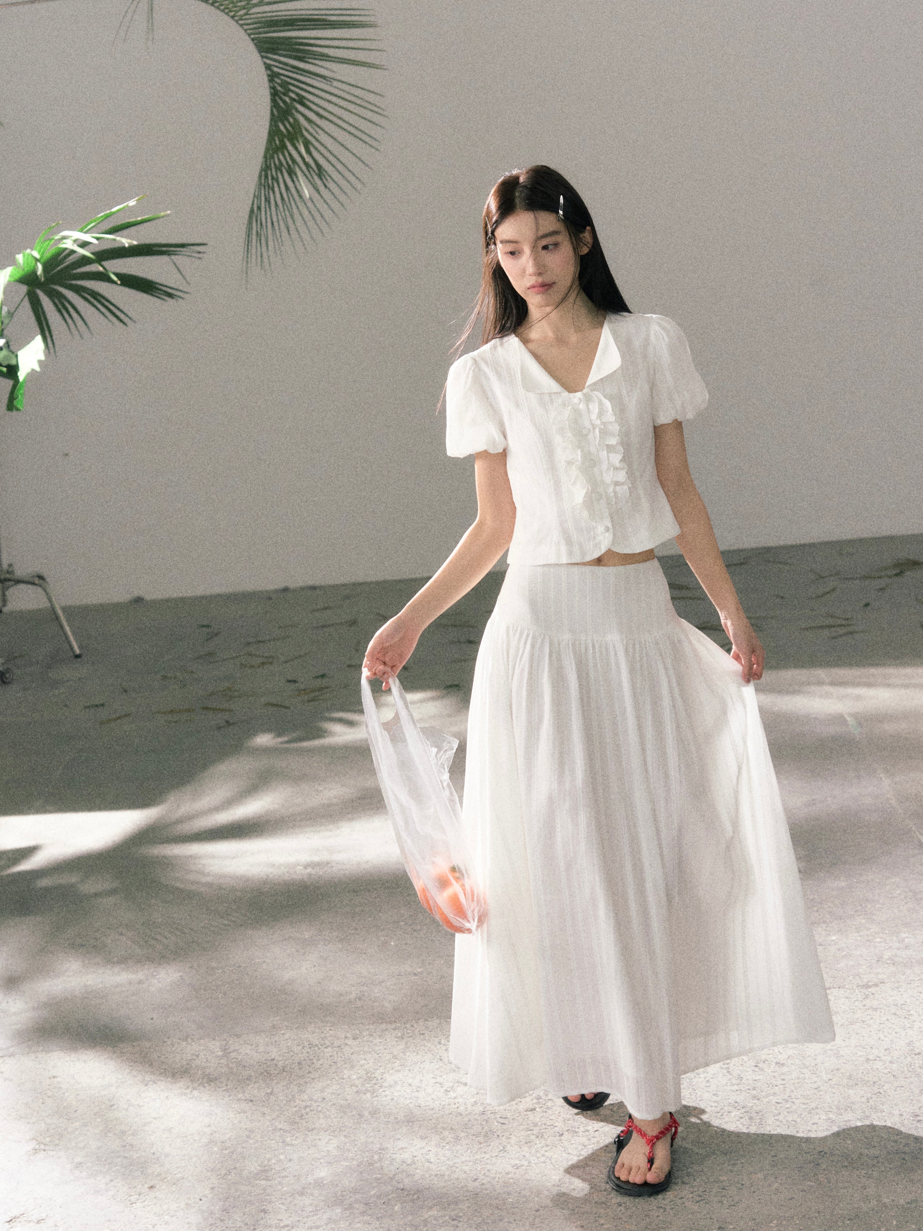 LAFREEDOM LAF360520 Sweet Pure Cotton Top+ LAF360521 White Pure Cotton Skirt