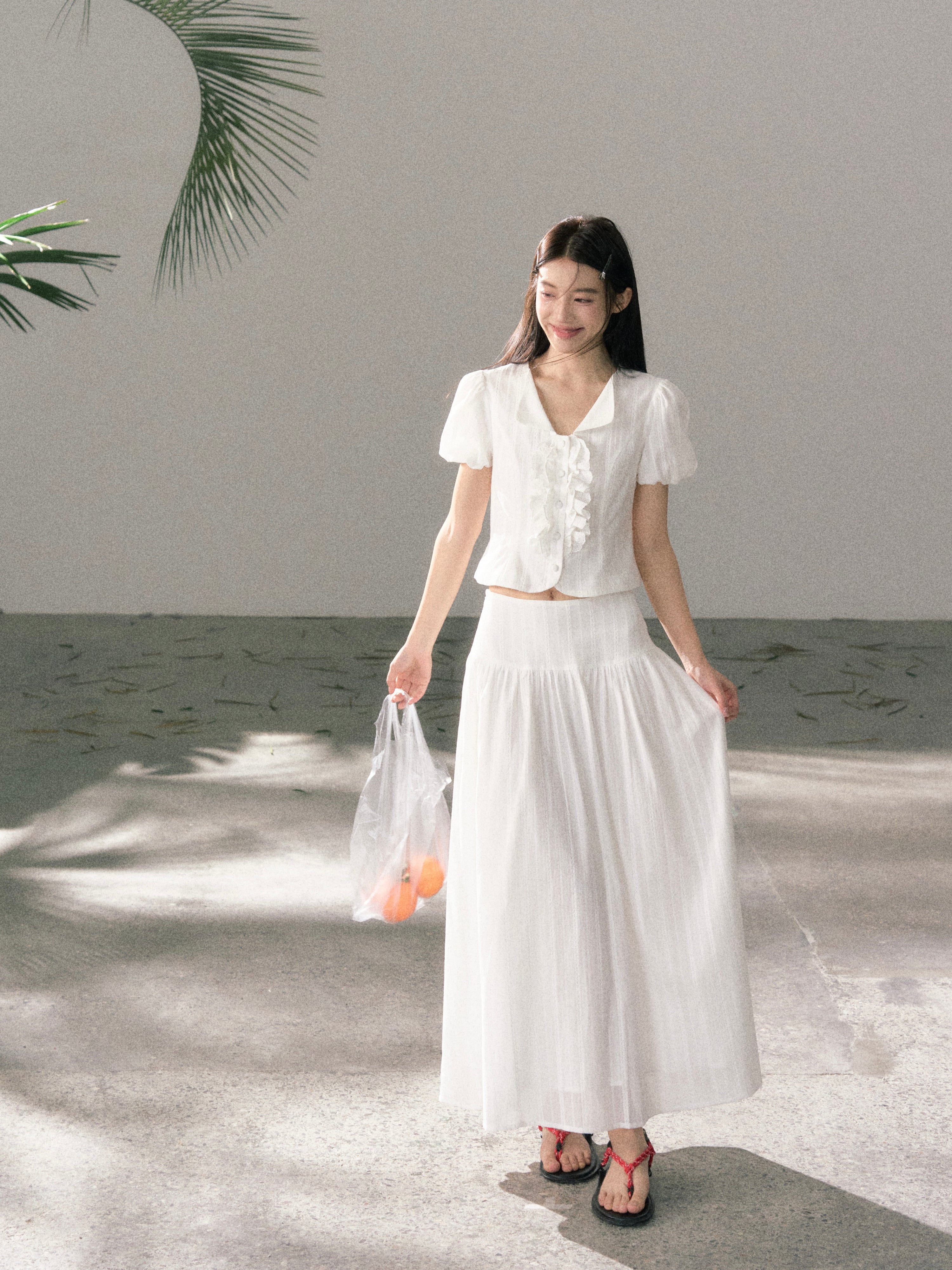 LAFREEDOM LAF360520 Sweet Pure Cotton Top+ LAF360521 White Pure Cotton Skirt