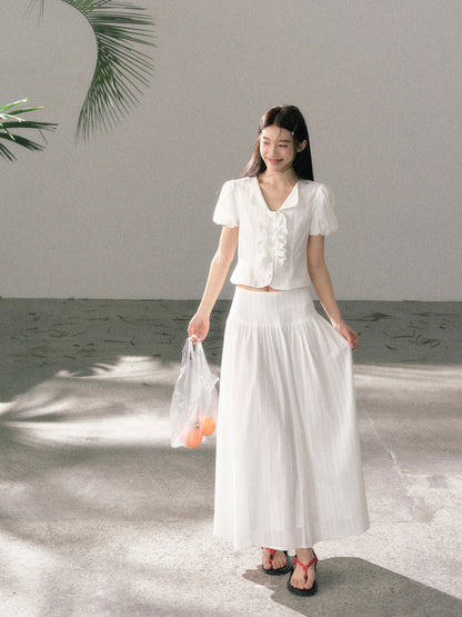 LAFREEDOM LAF360520 Sweet Pure Cotton Top+ LAF360521 White Pure Cotton Skirt