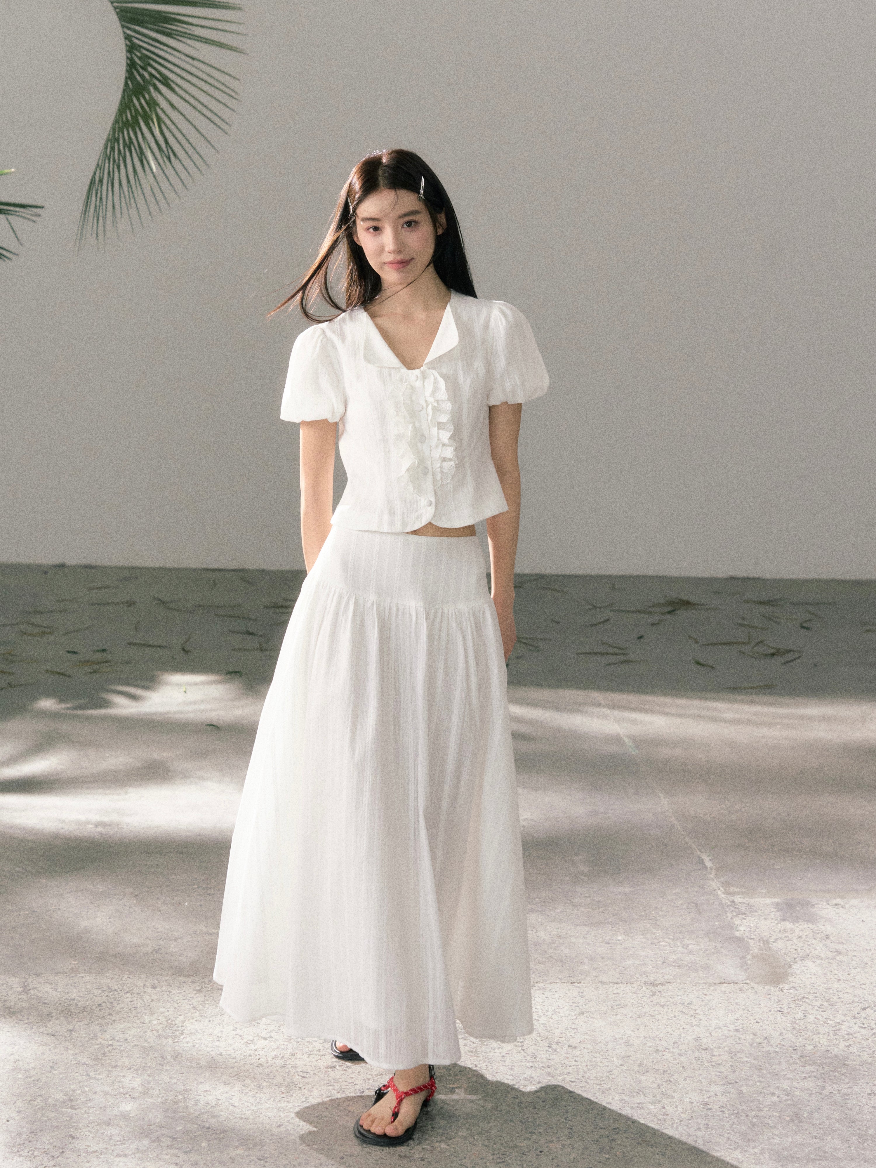 LAFREEDOM LAF360520 Sweet Pure Cotton Top+ LAF360521 White Pure Cotton Skirt