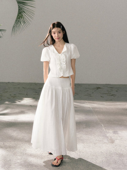 LAFREEDOM LAF360520 Sweet Pure Cotton Top+ LAF360521 White Pure Cotton Skirt