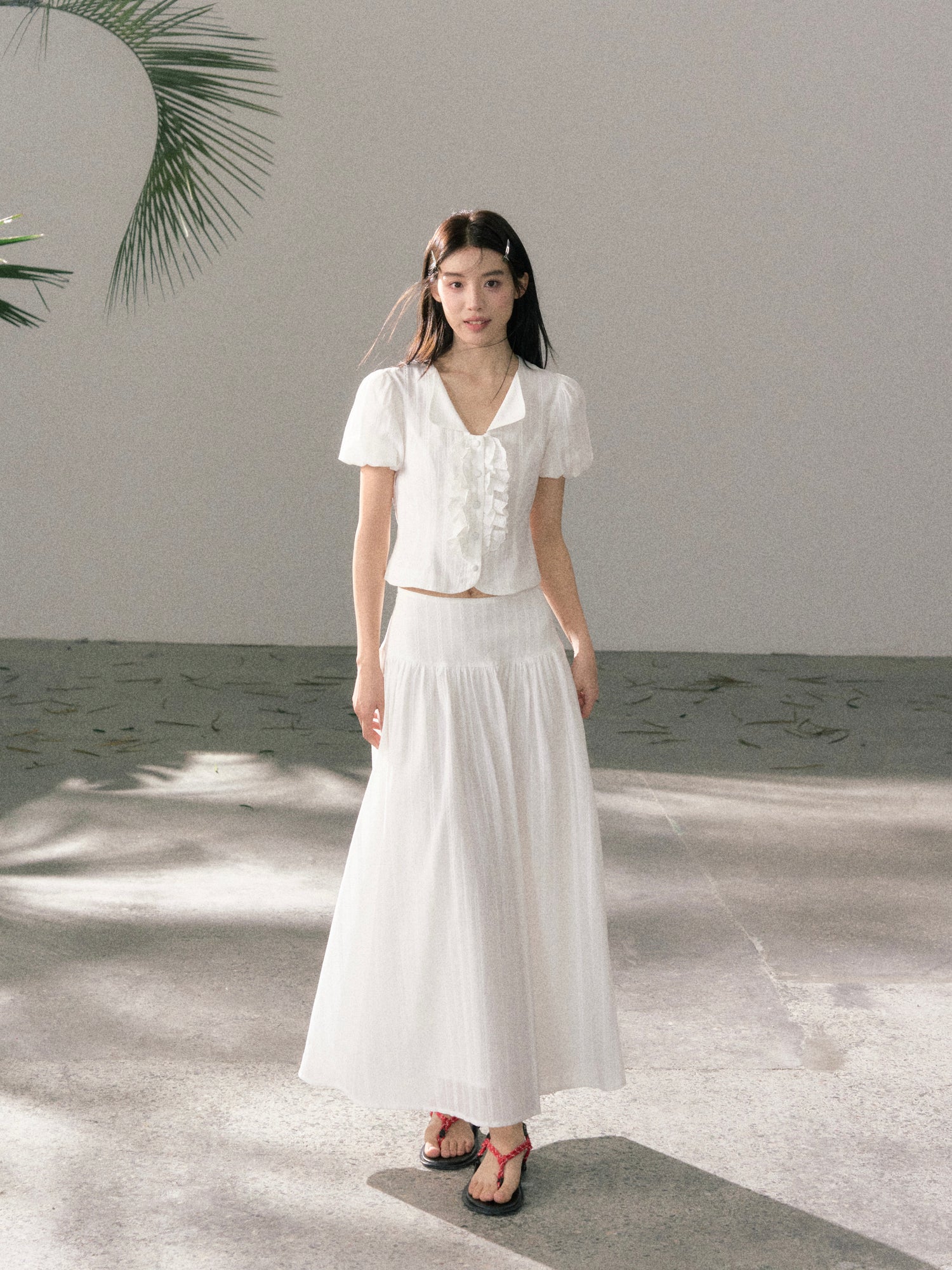 LAFREEDOM LAF360520 Sweet Pure Cotton Top+ LAF360521 White Pure Cotton Skirt
