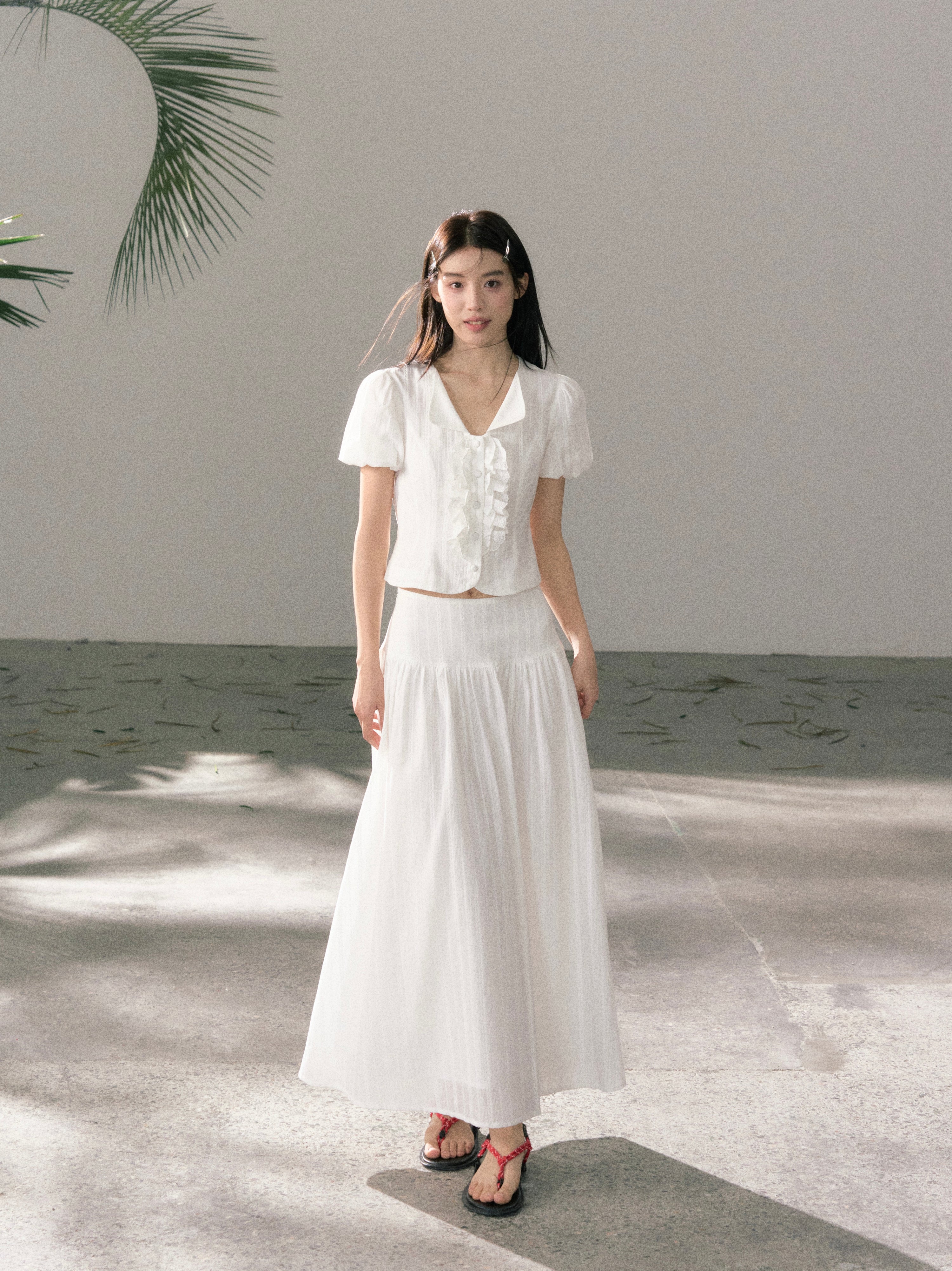 LAFREEDOM LAF360520 Sweet Pure Cotton Top+ LAF360521 White Pure Cotton Skirt