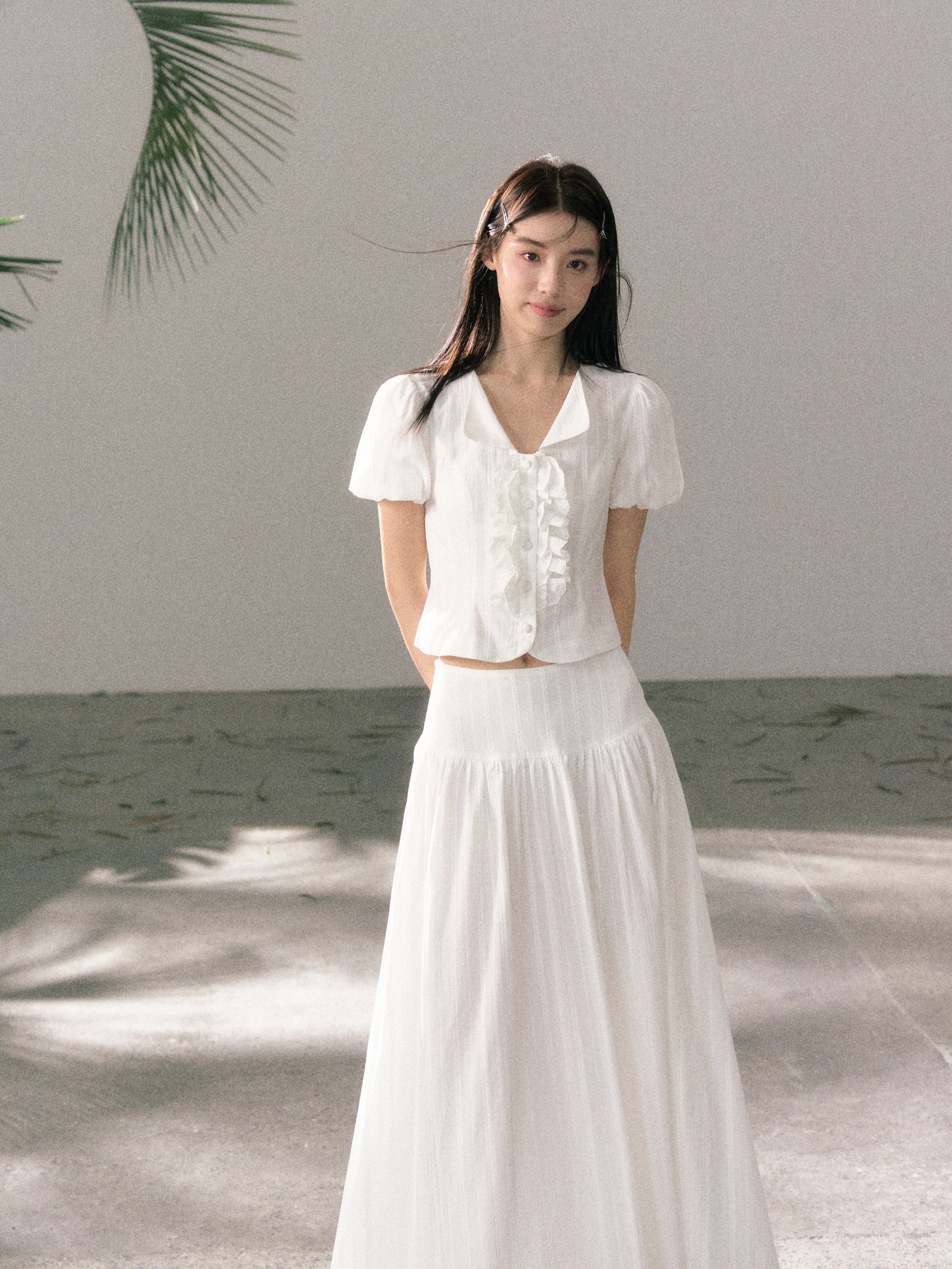 LAFREEDOM LAF360520 Sweet Pure Cotton Top+ LAF360521 White Pure Cotton Skirt
