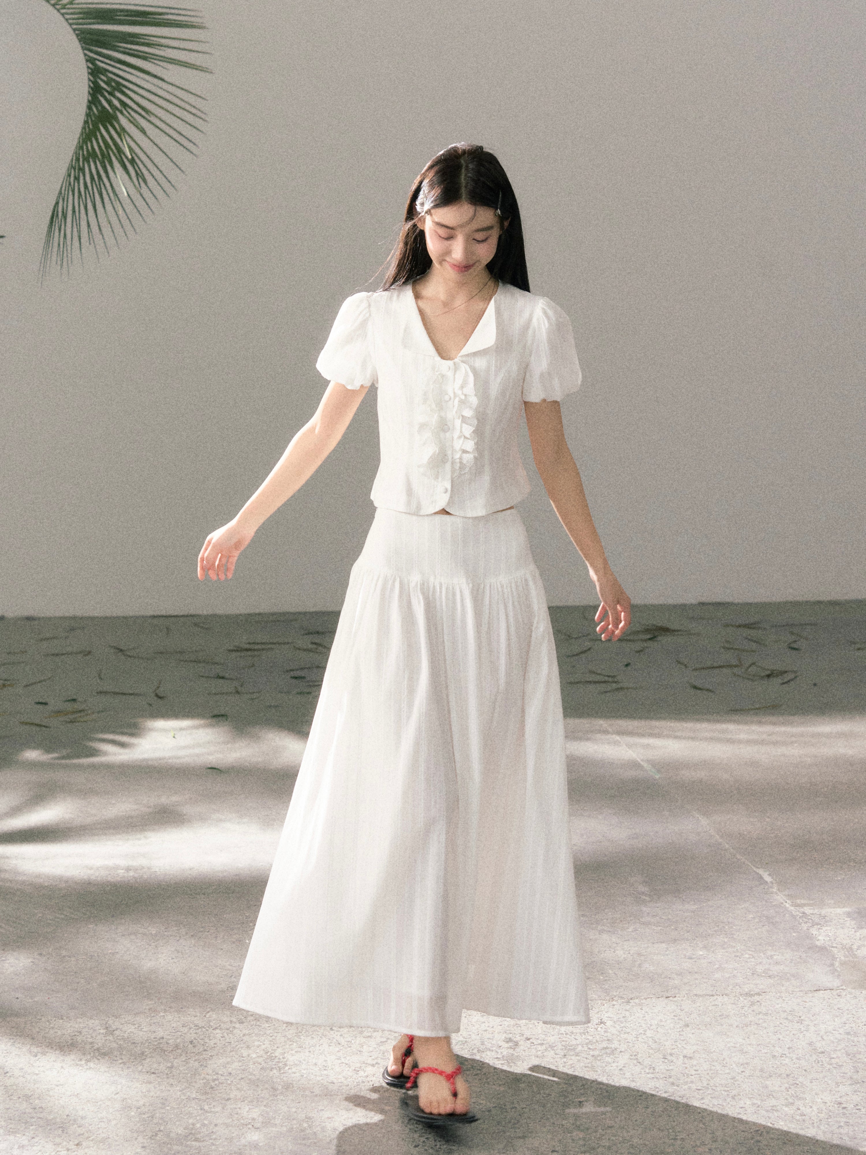 LAFREEDOM LAF360520 Sweet Pure Cotton Top+ LAF360521 White Pure Cotton Skirt