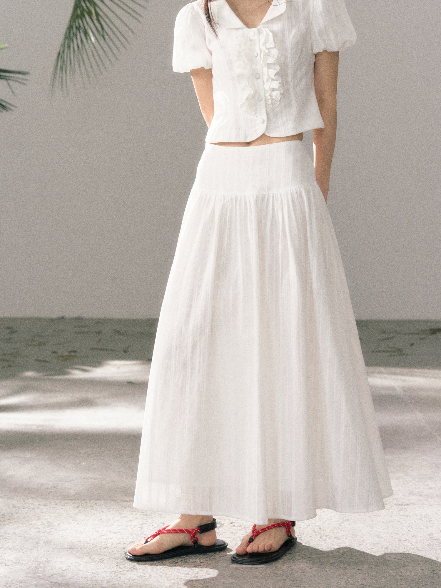LAFREEDOM LAF360520 Sweet Pure Cotton Top+ LAF360521 White Pure Cotton Skirt
