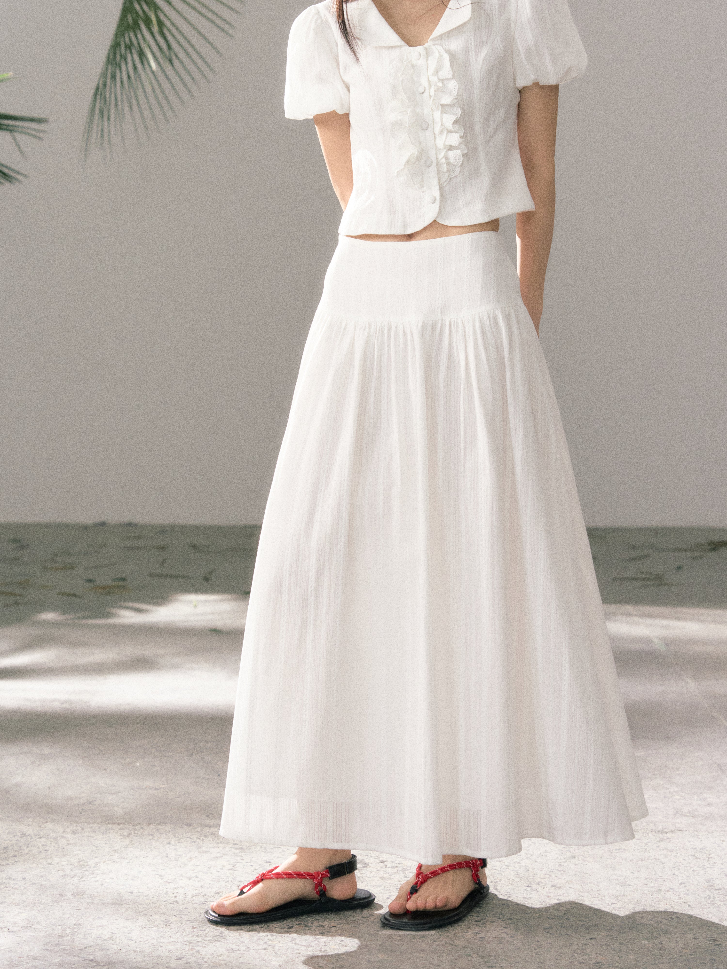 LAFREEDOM LAF360520 Sweet Pure Cotton Top+ LAF360521 White Pure Cotton Skirt