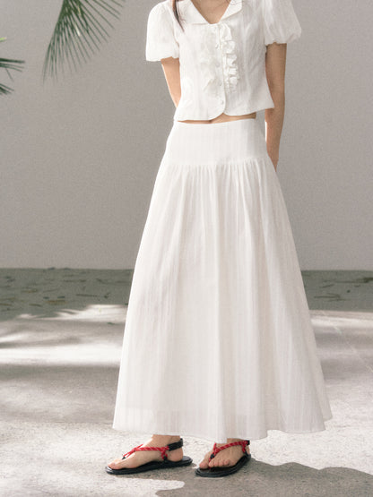 LAFREEDOM LAF360520 Sweet Pure Cotton Top+ LAF360521 White Pure Cotton Skirt