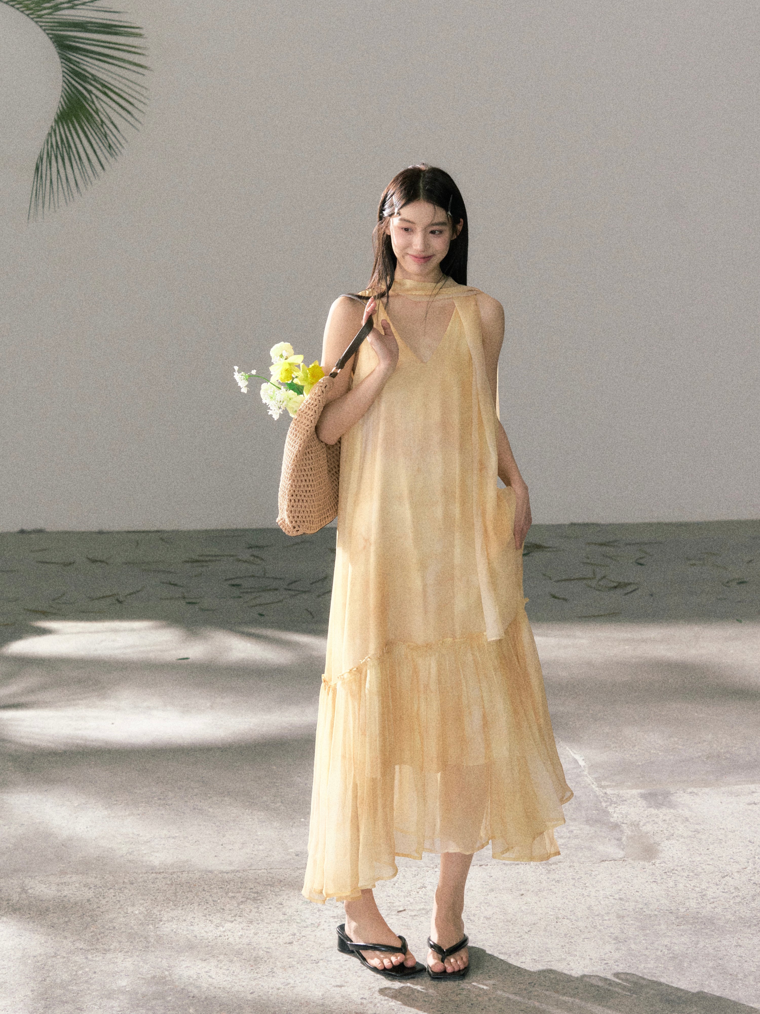 LAFREEDOM LAF360523 Atmospheric Light Yellow Gradient Dress