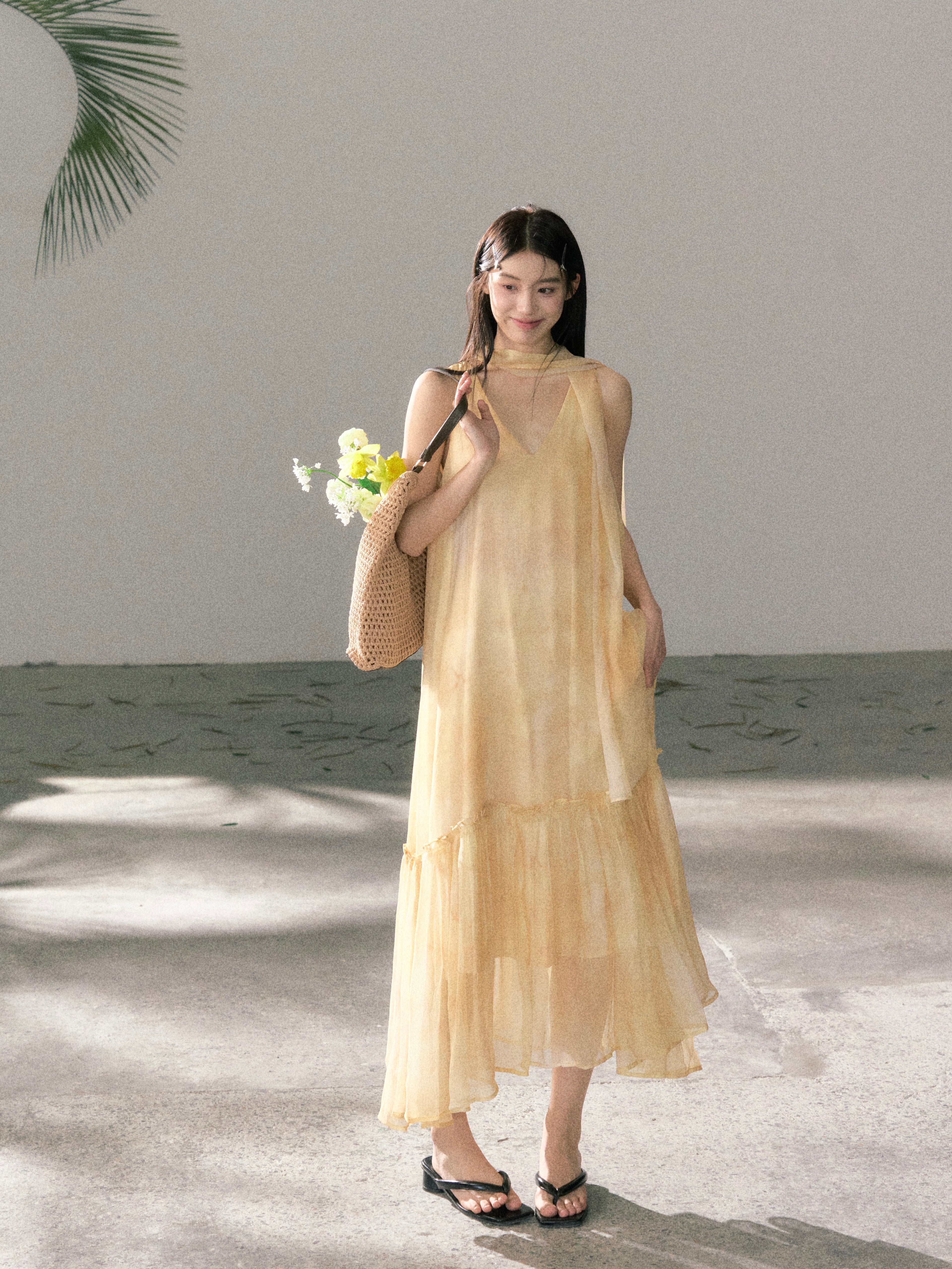 LAFREEDOM LAF360523 Atmospheric Light Yellow Gradient Dress