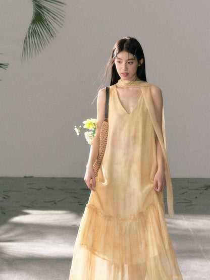 LAFREEDOM LAF360523 Atmospheric Light Yellow Gradient Dress