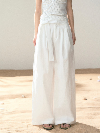 LAFREEDOM LAF360524 Off-Shoulder Stretch Knit Top + LAF360525 White Casual Long Pants
