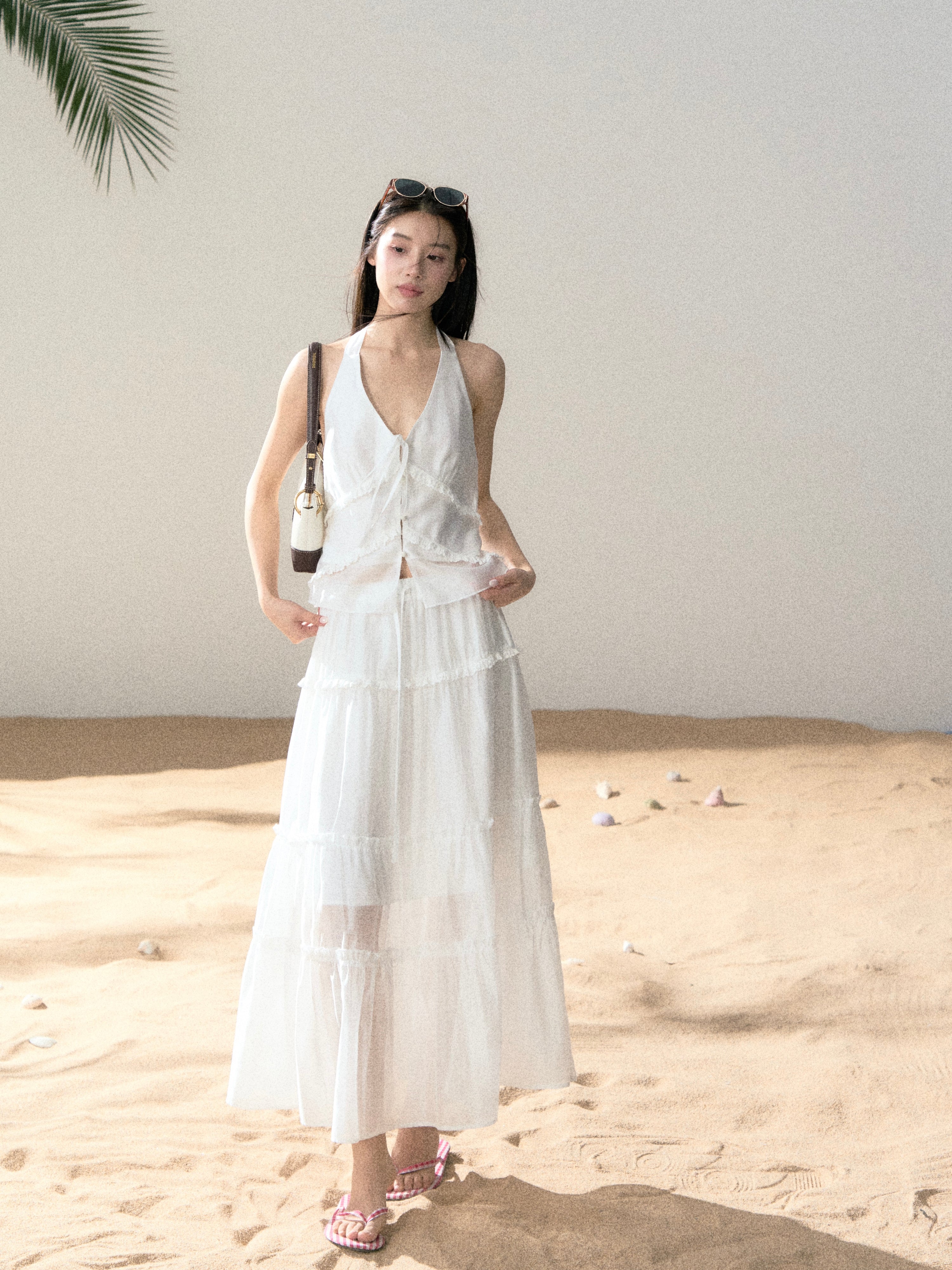 LAFREEDOM LAF360527 Halter White Top + LAF360528 Ethereal White Skirt