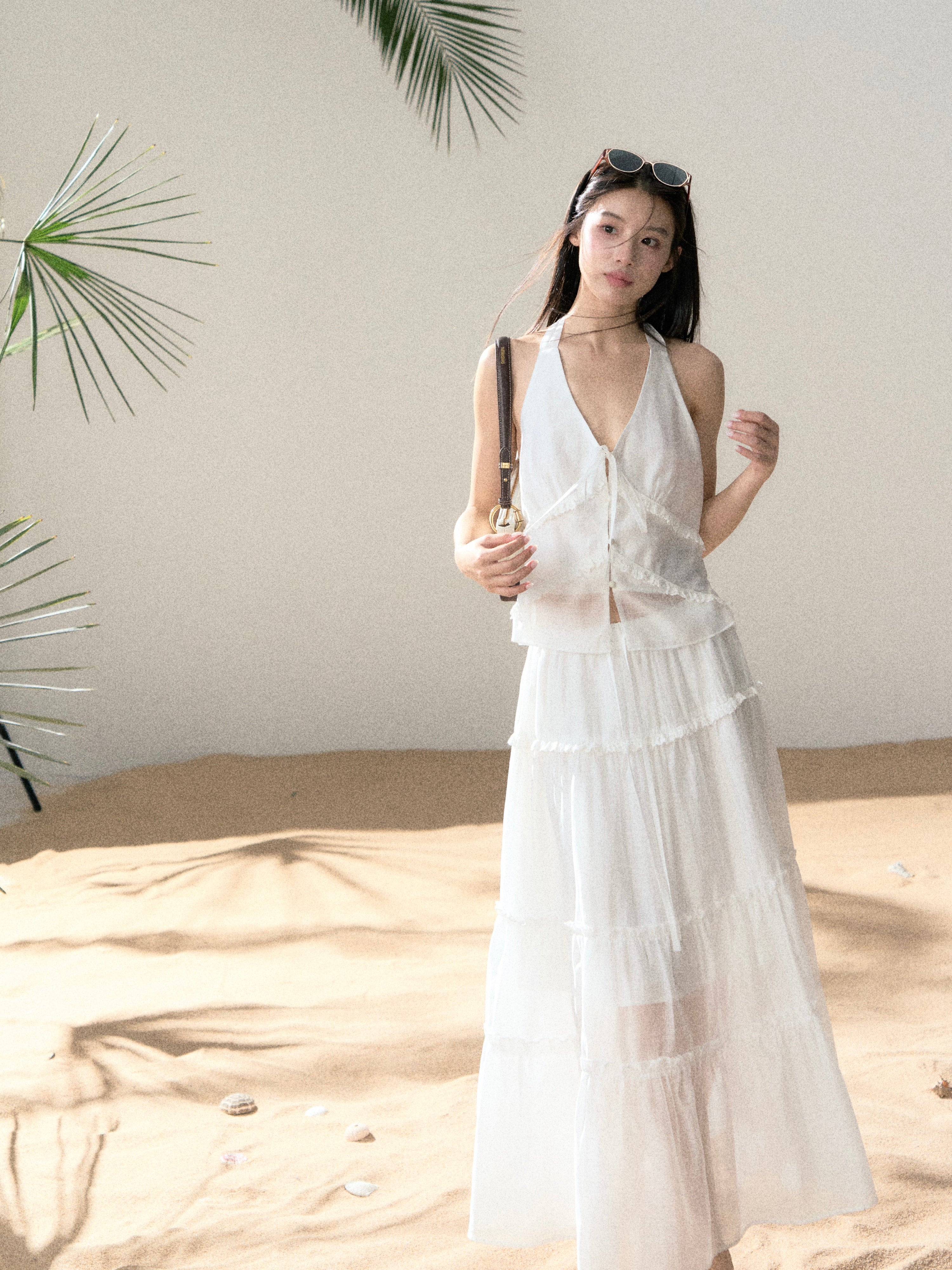 LAFREEDOM LAF360527 Halter White Top + LAF360528 Ethereal White Skirt