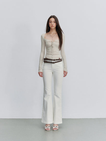 VIA PITTI VIACT6258 Strappy Cutout U-Neck Wool Top