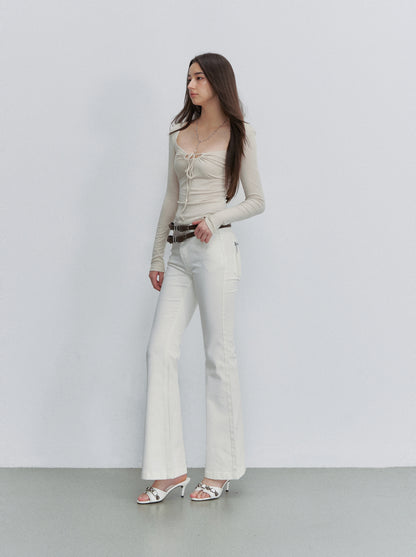 VIA PITTI VIACT6258 Strappy Cutout U-Neck Wool Top