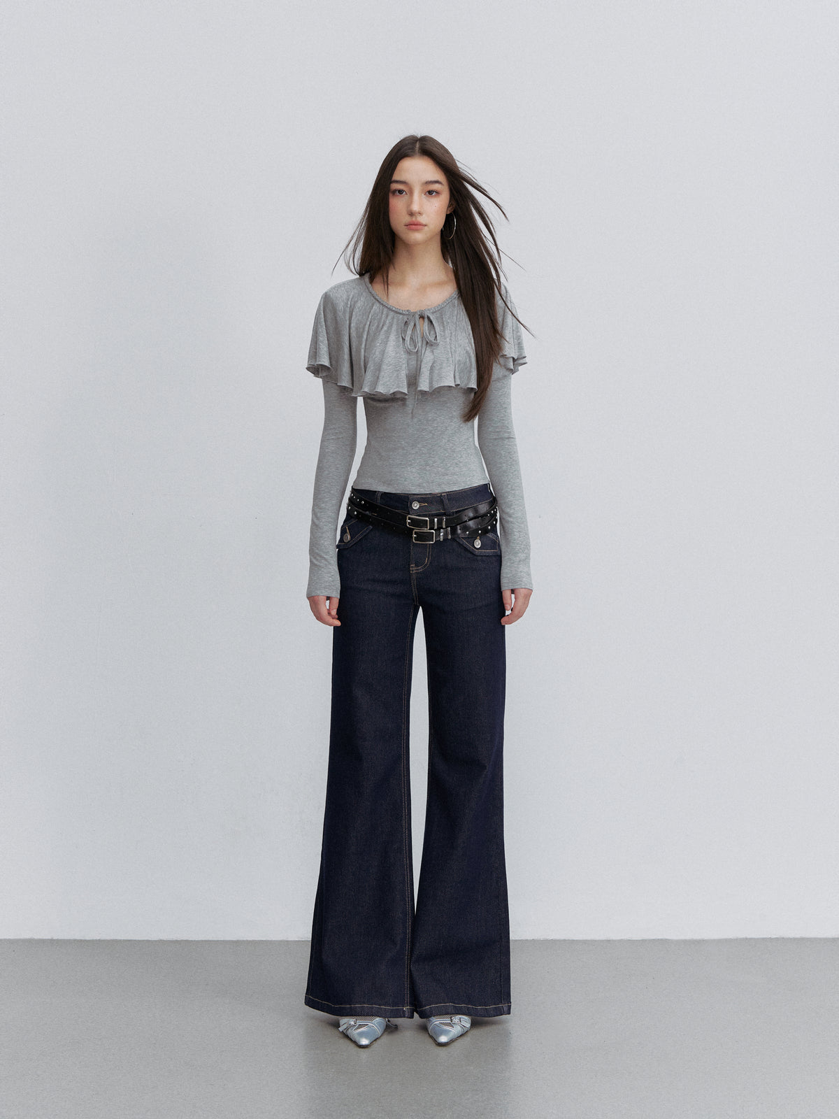 VIA PITTI VIACTP6263 Ruffle Faux-Layer Cape