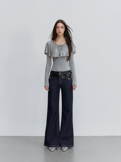 VIA PITTI VIACTP6263 Ruffle Faux-Layer Cape
