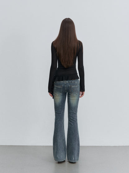 VIA PITTI VIACTP6208 Square-Neck Twist-Detail Fitted Top
