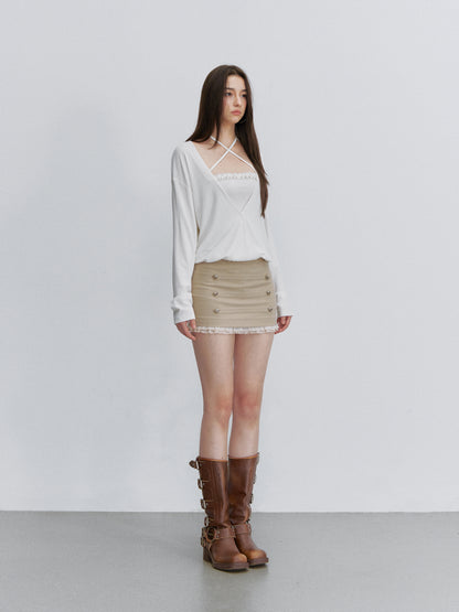 VIA PITTI VIACTP6206 Faux-Layer Cross-Strap Top