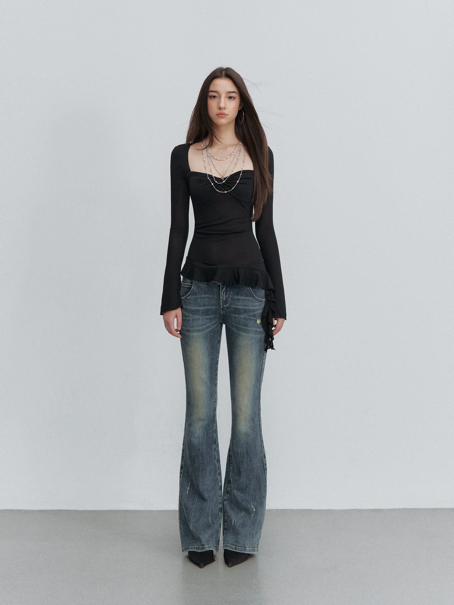 VIA PITTI VIACTP6208 Square-Neck Twist-Detail Fitted Top