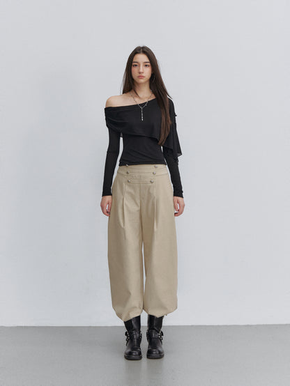 VIA PITTI VIACT6232 Asymmetric Button Capelet Top