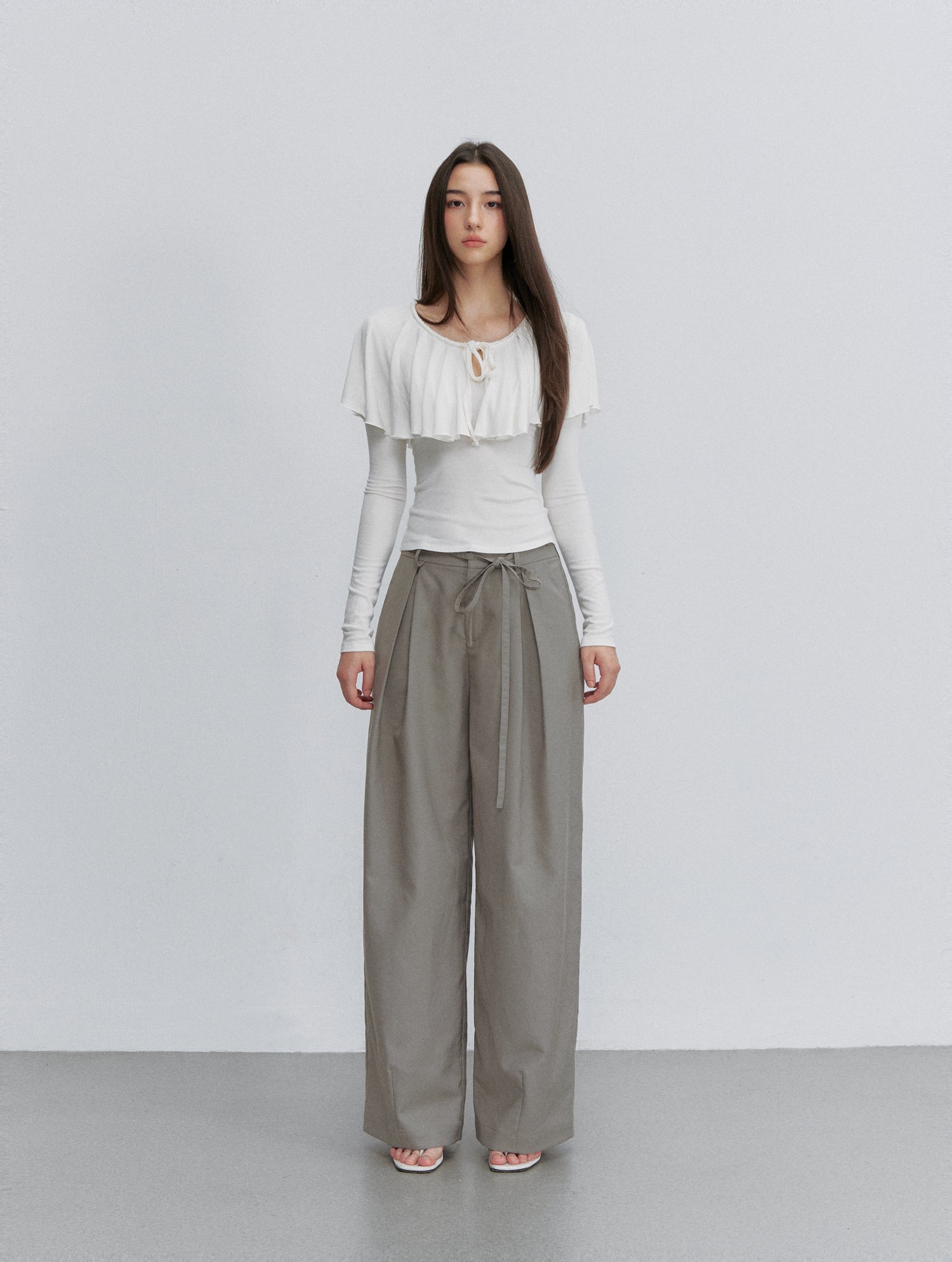 VIA PITTI VIACTP6263 Ruffle Faux-Layer Cape