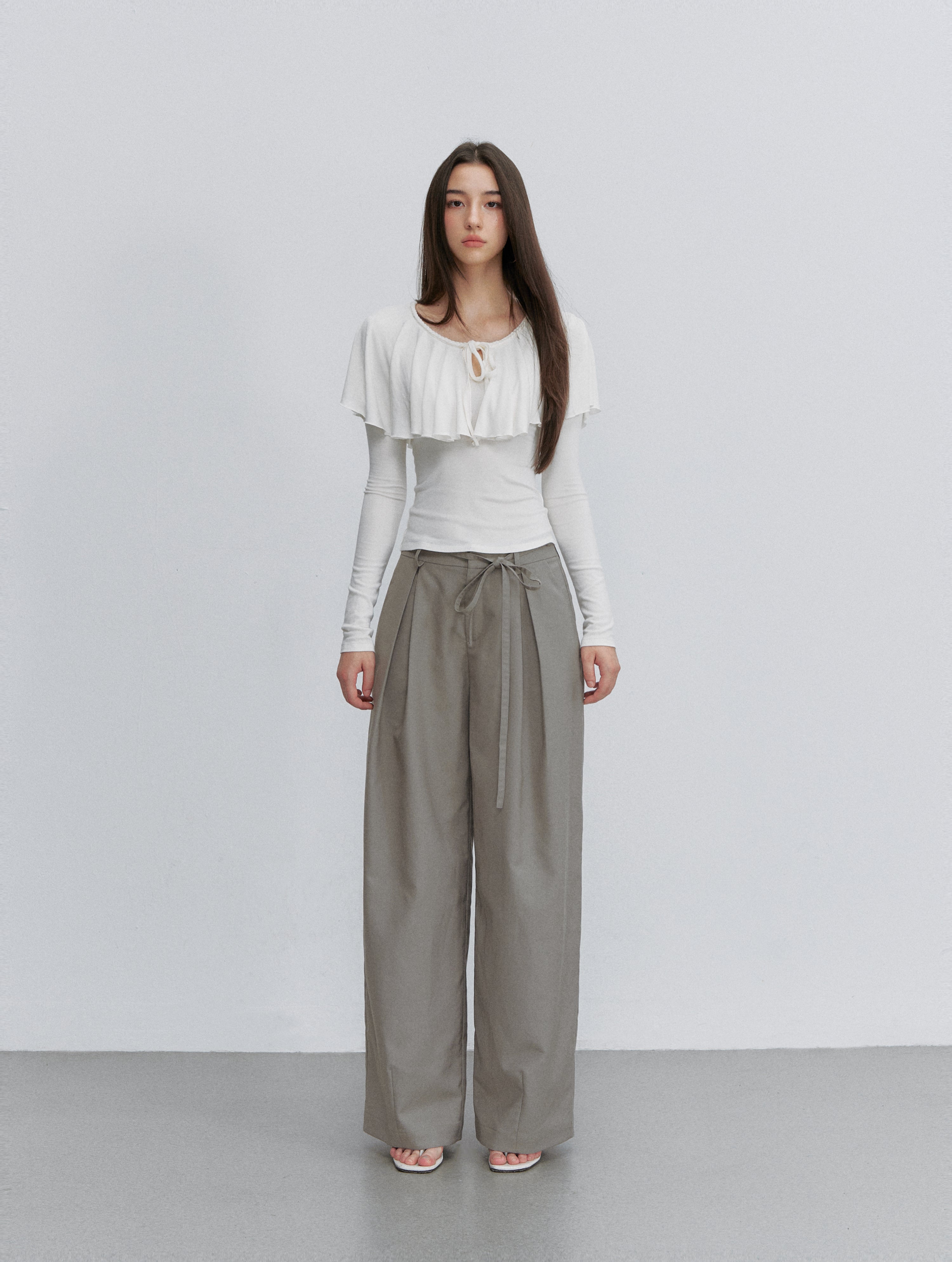 VIA PITTI VIACTP6263 Ruffle Faux-Layer Cape