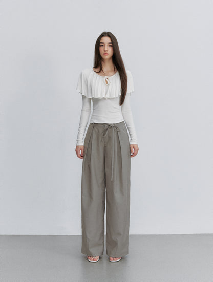VIA PITTI VIACTP6263 Ruffle Faux-Layer Cape