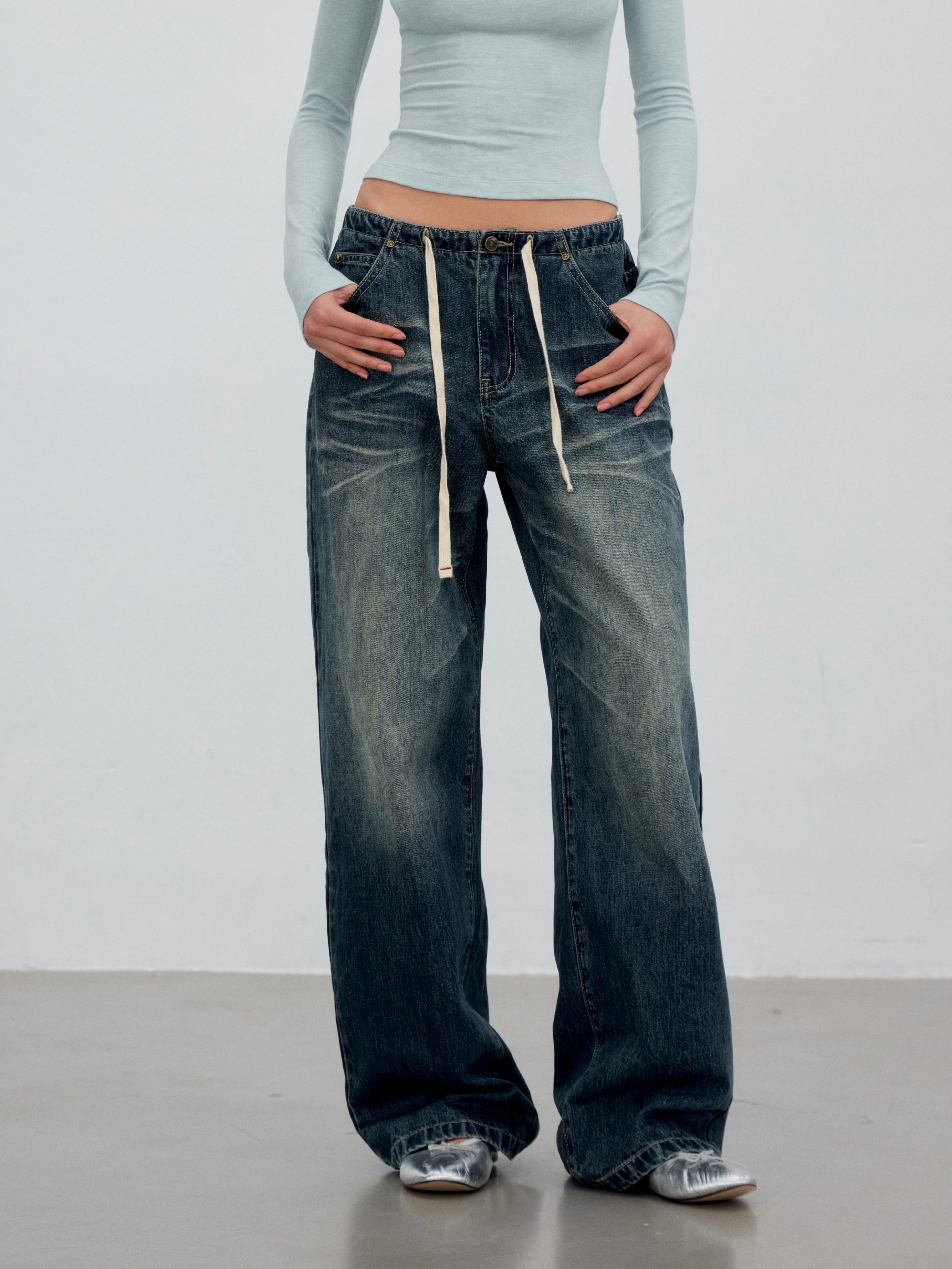 VIA PITTI VIACP6309 Gradient Contrast-Color Loose-Fit Jeans
