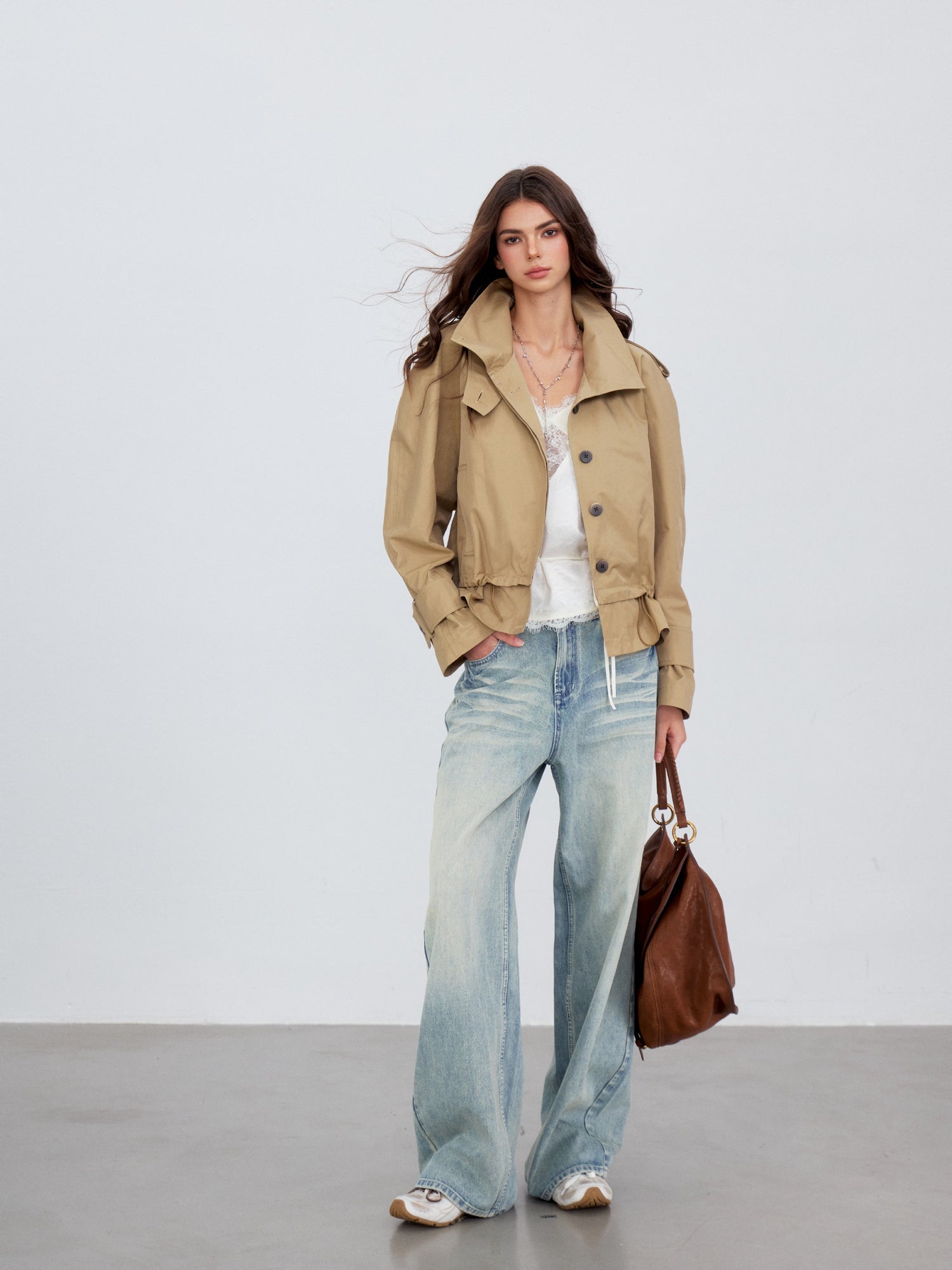 VIA PITTI VIACC6204 Stand-Collar Drawstring Coat