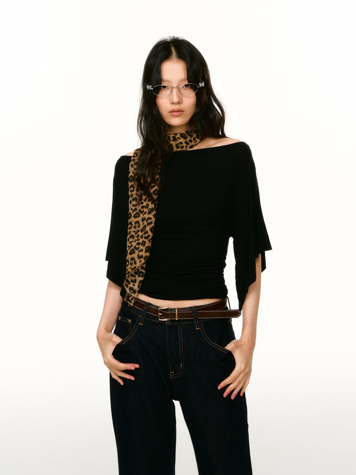 LAFREEDOM LAF360801 Asymmetric Bud-Sleeve T-Shirt