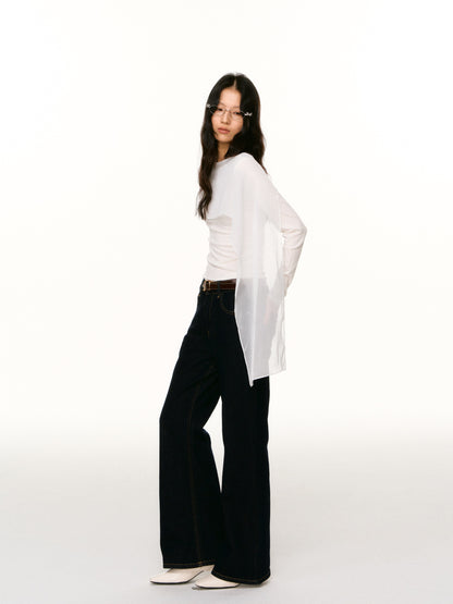 LAFREEDOM LAF360802 Faux-Layered Cape Long-Sleeve Top