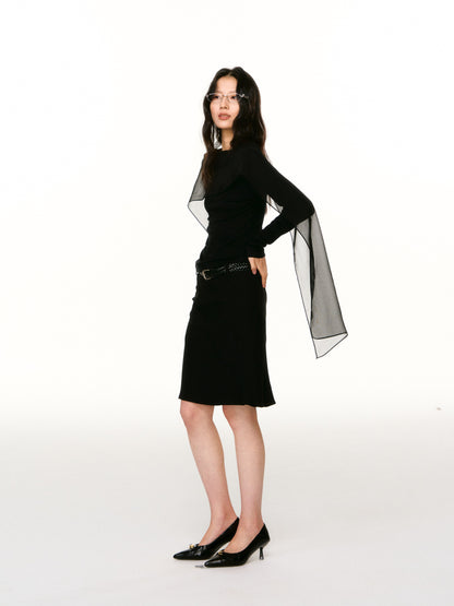 LAFREEDOM LAF360802 Faux-Layered Cape Long-Sleeve Top